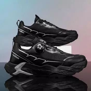 Men s shoes casual shoes 2024 spring and autumn youth outdoor sports lightweight soft sole rotating button dad trendy shoes 39