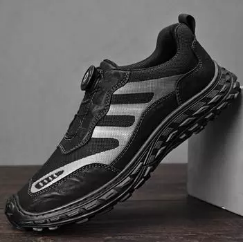 Men s Shoes Comfortable Rotating Buttons Casual Shoes Men Fashion Breathable Flats For Men Sneakers Outdoor Walking Shoes 38 чёрный