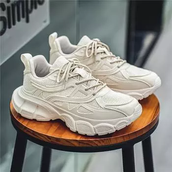 Men s shoes dad shoes 2024 autumn mesh breathable wear-resistant casual shoes non-slip tire sole sports running shoes 39 чёрный