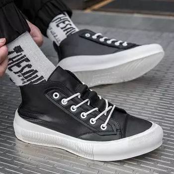 Мужская обувь Дизайнерская Натуральная кожа Модная Уличная Ботильоны Черные Кроссовки Мужские Ботинки Удобная Повседневная Обувь для Скейтборда 42