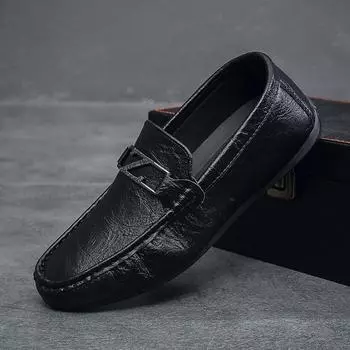 Men s shoes Doudou shoes summer new fashion British style soft bottom soft surface casual leather shoes men s shoes one foot lazy shoes 38