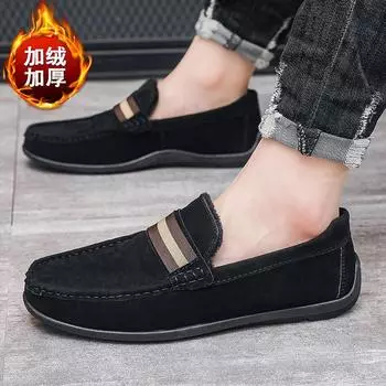 Men s shoes Doudou shoes winter men s new velvet warm casual shoes one pedal loafers lazy shoes men 39