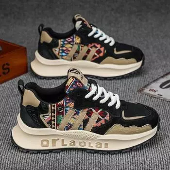 Men s shoes European station 2025 new spring versatile platform casual shoes youth Forrest Gump sports dad shoes 39 чёрный