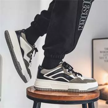 Men s Shoes Fashion 2024 New Tall Little White Shoes for Boys Spring Korean Versatile Sports Thick Sole Casual Board Shoes 36 чёрный