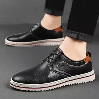Men s shoes fashion casual leather shoes large size trend British style low-top leather shoes business dress shoes 38