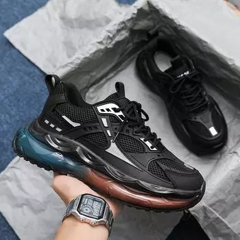 Men s shoes fashion casual mesh breathable sports shoes travel shoes light and comfortable teenagers running trendy shoes 39 чёрный