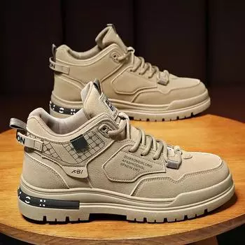 Men s Shoes Fashion High Top Sneakers Outdoor Man Comfortable Platform Shoes for Men Breathable Casual Sports Shoe Tenis Hombres 39 хаки