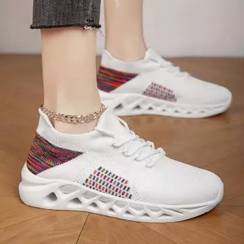 Men s shoes fly-woven breathable casual sports shoes couple spring and summer new large-size trendy lightweight jogging shoes 36