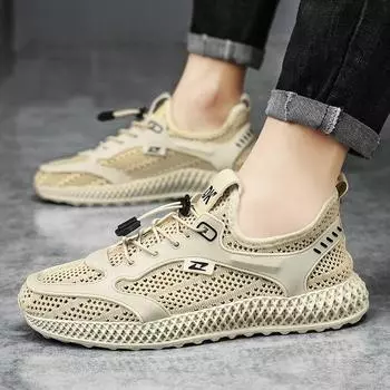 Men s shoes fly-woven mesh shoes men s summer 2025 new trend casual sports shoes student youth trendy shoes 39