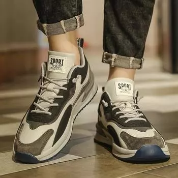 Men s shoes Forrest Gump shoes Daddy trendy shoes 2024 new winter leather surface youth trend casual versatile style sports shoes 39 бежевый