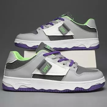 Men s shoes four seasons low-top casual fashion board shoes Korean version trend versatile mesh sneakers one-pedal skateboard shoes 39