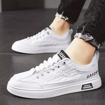 Men s shoes four seasons new fashion trend casual board shoes ice silk umbrella cloth white shoes Korean version non-slip and wear-resistant bo 39