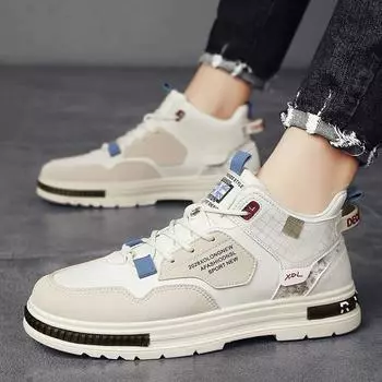 Men s shoes four seasons new fashion trend casual board shoes teenagers students white shoes Korean version non-slip wear-resistant board shoes 39