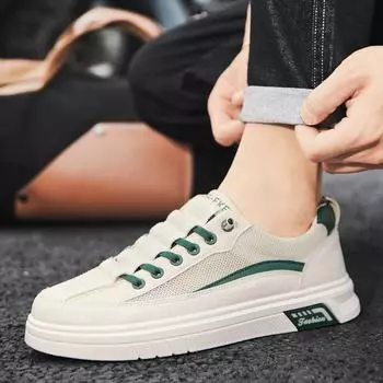 Men s shoes four seasons new fashion trend casual board shoes teenagers students white shoes Korean version non-slip wear-resistant board shoes 39