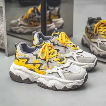 Men s shoes four seasons new versatile mesh sneakers fashion trend thick sole wear-resistant heightening dad shoes casual trendy shoes 39