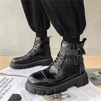 Men s shoes, four seasons, niche zipper locomotive boots, fashion trend, high-top leather boots, British style, versatile and wear-resistant Martin 39