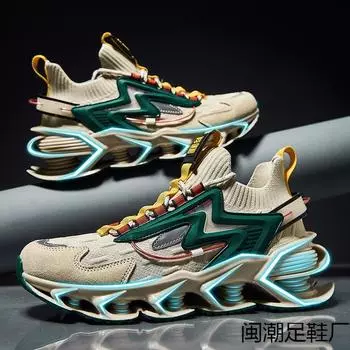 Men s shoes Guochao men s shoes blade running shoes 2025 autumn fly-woven sports and leisure shoes street style thick sole 39 белый