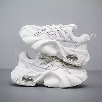 Men s shoes heightening bread shoes spring new locomotive dad shoes platform shoes sports mesh casual shoes 38