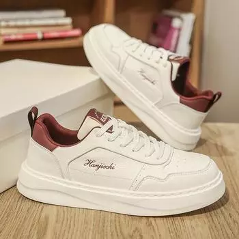 Men S Shoes High-End Casual Board Shoes Men S Leather Surface Sports Thick Sole Heightening White Shoes 39