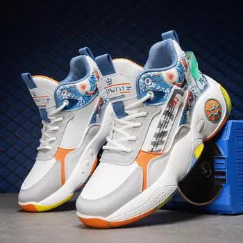 Men s shoes high-top dad trendy shoes autumn and winter new leather velvet thermal sneakers student outdoor running basketball shoes 37