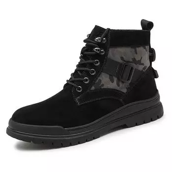 Men s Shoes High Top Martin Boots Men s Casual Retro Frosted Fur Leather British Style Middle Help Tooling Short Boots Tide 38