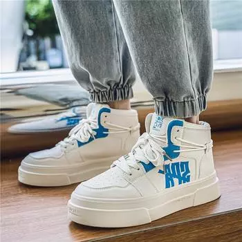 Men s shoes high-top shoes men s new platform casual little white shoes ins contrasting color skateboard shoes sports shoes men s 39