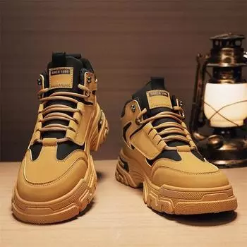 Men s shoes in the autumn of 2024 new non-slip and wear-resistant high-top Martin boots men s sports leisure heightening sports trendy shoes 39 хаки