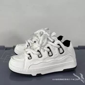 Men s shoes ins trendy shoes autumn and winter velvet cotton shoes Korean version trendy versatile white shoes casual student sports board shoes 35
