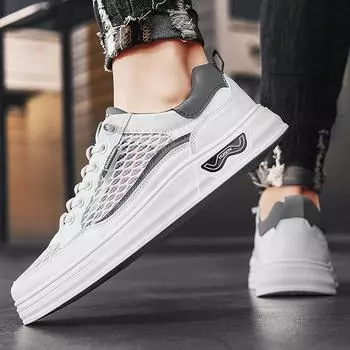 Men s shoes lace-free casual board shoes summer breathable thin hollow mesh sports shoes men s new trendy shoes 39