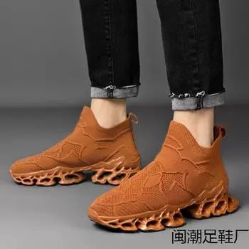 Men s shoes large size 46 trendy blade socks shoes men s 2025 new flying woven breathable casual cover foot running 39 белый