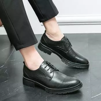 Men s shoes large size fashion new casual leather shoes trend retro lace-up business dress shoes groom best man shoes 38