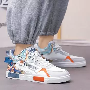 Men s shoes large size four-season casual shoes fashion youth leather low-top board shoes Korean version of student sports shoes 38