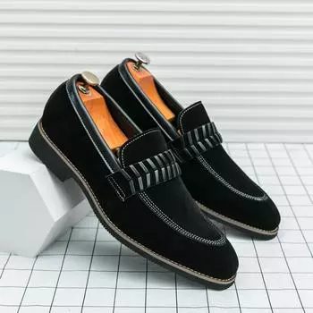 Men s shoes large size four seasons new casual leather shoes fashion men s matte leather one pedal lazy shoes loafers 38