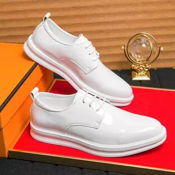 Men s shoes large size new business dress leather shoes fashion men s glossy leather shoes trend British style gentleman shoes 38