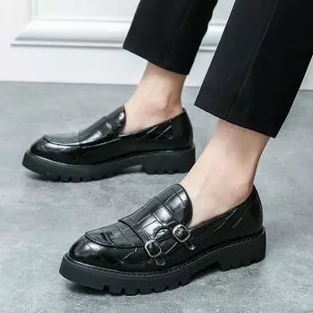 Men s shoes large size new casual leather shoes fashion British style foot shoes trend platform leather shoes can be 37