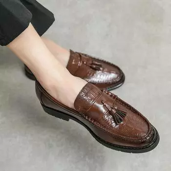 Men s shoes large size new casual leather shoes fashion men s business leather shoes trend British style foot loafers 38
