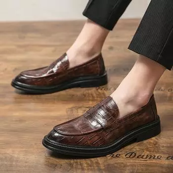 Men s shoes large size new leather shoes fashion men s casual leather shoes breathable British style loafers 37