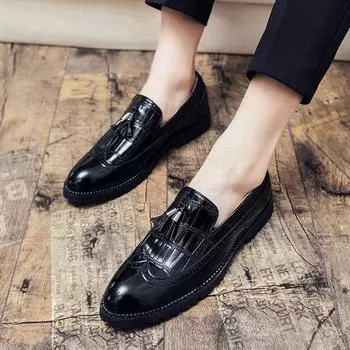 Men s shoes large size new leather shoes fashion youth retro style leather shoes trendy business dress shoes 38