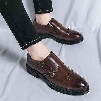 Men s shoes large size new leather shoes fashion men s business dress shoes trend groom wedding shoes overalls 38