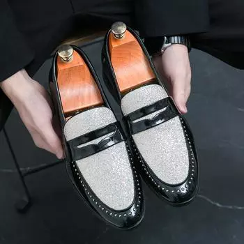 Men s shoes large size spring new leather shoes fashion men s foot business dress shoes British style pointed leather shoes 38