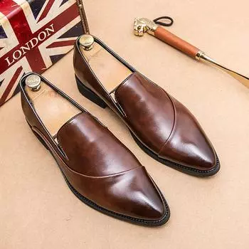 Men s shoes large size spring new leather shoes fashion men s casual shoes trend foot shoes dress business leather shoes 38