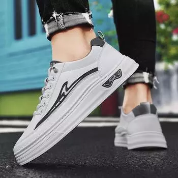 Men s shoes leather surface low-top board shoes men s simple student white shoes new spring and autumn casual shoes men 39