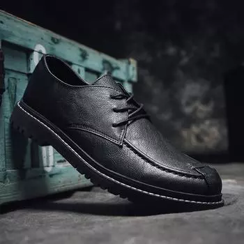 Men s Shoes Male Lace-Up Flats 2024 Leather for Men Business Oxfords Shoes Men Wedding Dress Shoes Male Luxury Brand Casual Shoe 38 чёрный