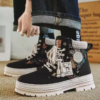 Men s shoes Martin boots new high-top thick-soled casual sports heightening shoes men s non-slip and wear-resistant tooling shoes 39