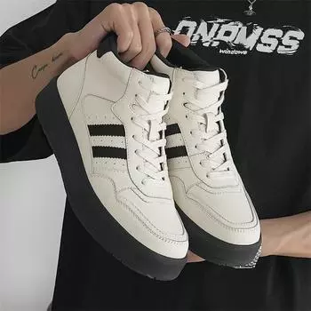 Мужская обувь Мужская повседневная обувь Черные кроссовки Платформа Повседневная белая обувь Высокие кеды на плоской подошве 38 бежевый