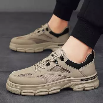 Men s shoes mesh casual shoes men s 2024 new summer low-top tooling Martin shoes large mesh hollow breathable trendy shoes 39