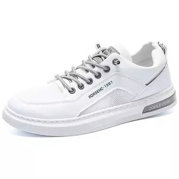 Men s Shoes Mesh Fabric Surface Breathable White Autumn Low Cut Thick Soled Sports Shoes Casual 41 бежевый