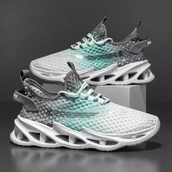 Мужская обувь сетчатая обувь летняя дышащая повседневная трендовая амортизирующая сетчатая обувь мужская мода выдолбленные проницаемые кроссовки 39 серый