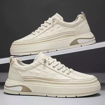 Men S Shoes Microfiber Leather Surface Thick Sole Heightening Small White Shoes Fashion Casual Elastic Band Foot Cover Work Board Shoes 39