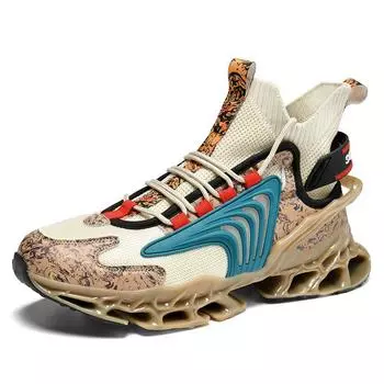 Мужская обувь Национальная мода кроссовки Большие размеры Мужская обувь с высоким берцем для активного отдыха Трендовая мужская обувь 39 коричневый